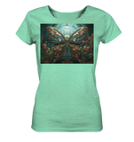Schmetterling T-shirt mit Blumen - surreal, mechanisch - Ladies Organic Shirt (meliert)