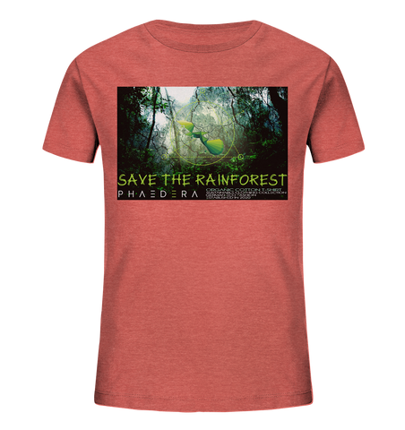 Bio-Baumwoll T-Shirt Kinder | nachhaltig, vegan, fair | Rainforest (Mittelrot meliert) | Phaedera UG
