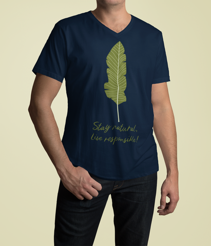 Nachhaltiges T-Shirt V-Ausschnitt Herren | bio, vegan | Natural () | Phaedera UG