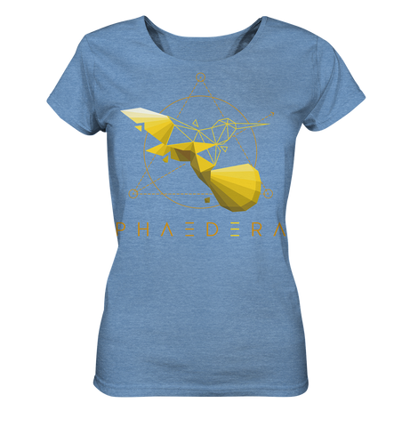 Nachhaltiges T-Shirt für Damen | faire Bio-Baumwolle | Kolibri G (Mittelblau meliert) | Phaedera UG