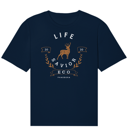 Nachhaltiges T-Shirt relaxed | fair, vegan Bio-Baumwolle | Savior (Navyblau) | Phaedera UG