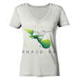 Nachhaltiges T-Shirt V-Ausschnitt Damen | bio, vegan | Kolibri D (Creme-Grau meliert) | Phaedera UG