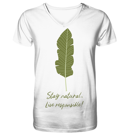 Nachhaltiges T-Shirt V-Ausschnitt Herren | Bio & fair | Natural (Weiß) | Phaedera UG