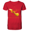 Nachhaltiges T-Shirt V-Ausschnitt Herren | bio, vegan | Kolibri G (Rot) | Phaedera UG
