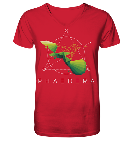 Nachhaltiges T-Shirt V-Ausschnitt Herren | bio & vegan | Kolibri H (Rot) | Phaedera UG