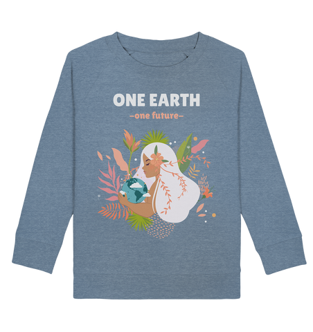 Sweatshirt für Kinder kaufen ☀ fair Bio-Wear Shop | One Earth (Mittelblau meliert) | Phaedera UG