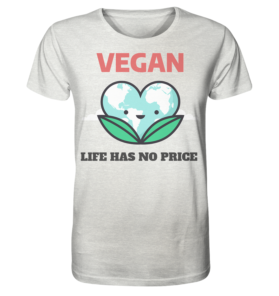 T-Shirt (meliert) nachhaltig | vegan & fair Bio-Baumwolle | Vegan (Creme-Grau meliert) | Phaedera UG
