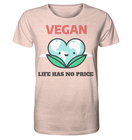 T-Shirt (meliert) nachhaltig | vegan & fair Bio-Baumwolle | Vegan (Creme-Pink meliert) | Phaedera UG