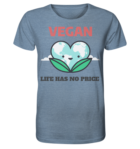 T-Shirt (meliert) nachhaltig | vegan & fair Bio-Baumwolle | Vegan (Mittelblau meliert) | Phaedera UG