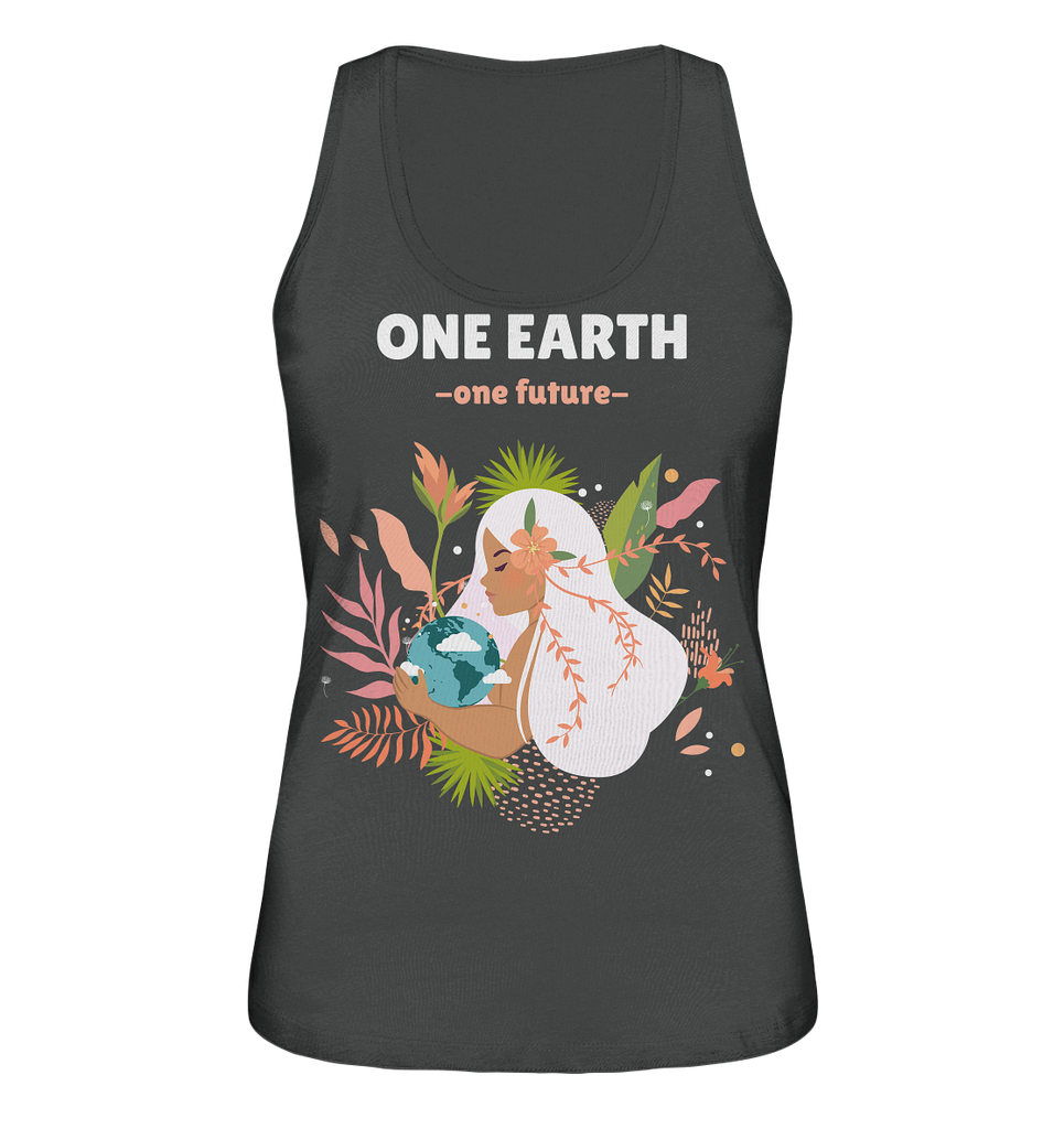 Tank-Top Damen | nachhaltig faire Bio-Baumwolle | One Earth (Anthrazit) | Phaedera UG