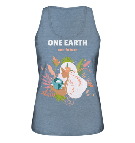 Tank-Top Damen | nachhaltig faire Bio-Baumwolle | One Earth (Mittelblau meliert) | Phaedera UG