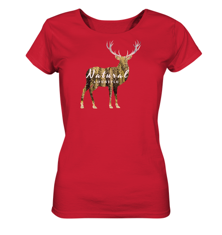Veganes T-Shirt Damen | nachhaltig faire Bio-Baumwolle | Hirsch (Rot) | Phaedera UG