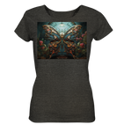 Schmetterling T-shirt mit Blumen - surreal, mechanisch - Ladies Organic Shirt (meliert)