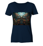 Schmetterling T-shirt mit Blumen - surreal, mechanisch - Ladies Organic V-Neck Shirt