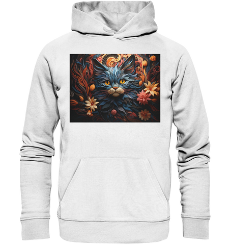 Tshirt Katze trifft Öko-Luxus: Florale Katzenfreude im Tshirt – Fair, Nachhaltig & Vegan! ???????? - Organic Basic Hoodie