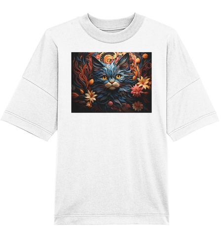 Tshirt Katze trifft Öko-Luxus: Florale Katzenfreude im Tshirt – Fair, Nachhaltig & Vegan! ???????? - Organic Oversize Shirt