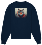 Wolf mit geometrischen Mustern - Organic Oversize Sweatshirt