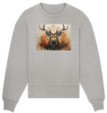 Hirsch-Waldgeist in Herbstfarben - Organic Oversize Sweatshirt