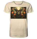 Hirsch mit Blumen in Orange und Schwarz - Organic Shirt