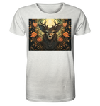 Hirsch mit Blumen in Orange und Schwarz - Organic Shirt (meliert)
