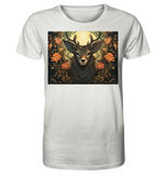 Hirsch mit Blumen in Orange und Schwarz - Organic Shirt (meliert)