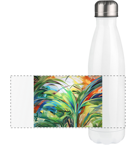 Expressionistische Ekstase von Hawaii-Palmen  - Panorama Thermosflasche 500ml