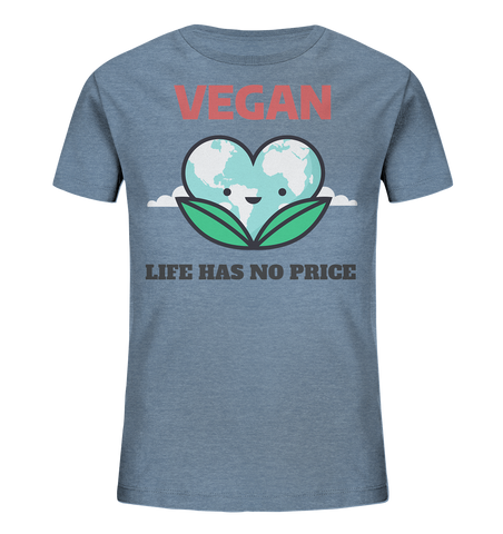 Bio-Baumwoll T-Shirt für Kinder ☀ öko, fair & nachhaltig | Vegan (Mittelblau meliert) | Phaedera UG