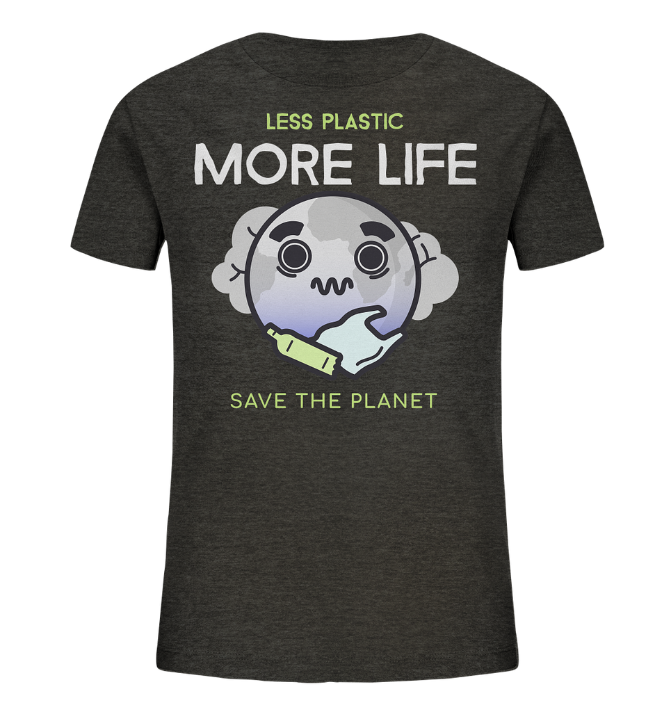 Bio-Baumwoll T-Shirt Kids | fair, vegan & nachhaltig | Plastikwelt (Dunkelgrau meliert) | Phaedera UG