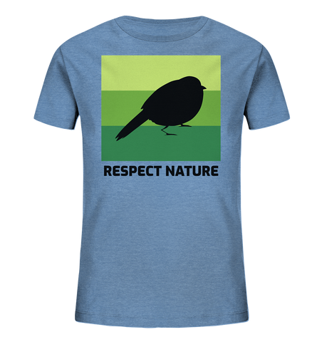 Bio-Baumwoll T-Shirt Kinder | nachhaltig, vegan & fair | Nature (Mittelblau meliert) | Phaedera UG