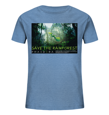 Bio-Baumwoll T-Shirt Kinder | nachhaltig, vegan, fair | Rainforest (Mittelblau meliert) | Phaedera UG