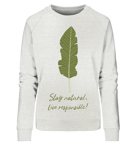 Bio-Sweatshirt Damen | nachhaltiger Baumwoll Pullover | Natural (Creme-Grau meliert) | Phaedera UG
