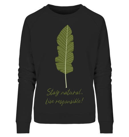 Bio-Sweatshirt Damen | nachhaltiger Baumwoll Pullover | Natural (Schwarz) | Phaedera UG
