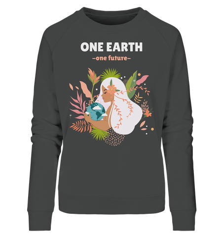 Bio-Sweatshirt Damen | nachhaltiger Baumwoll-Pullover | One Earth (Anthrazit) | Phaedera UG