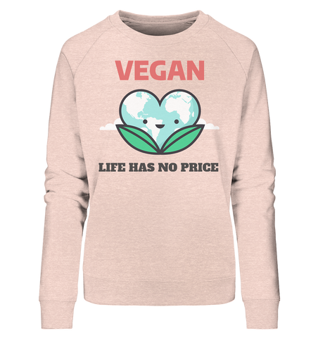 Bio Sweatshirt für Damen | fairer & nachhaltiger Pullover | Vegan (Creme-Pink meliert) | Phaedera UG