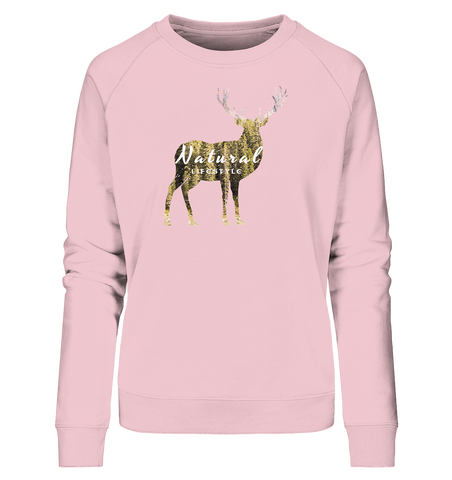 Bio Sweatshirt für Damen | nachhaltiger & fairer Pullover | Hirsch (Baumwoll-Pink) | Phaedera UG