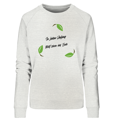 Bio-Sweatshirt für Damen | vegan fair nachhaltig Pulli | Recyceln (Creme-Grau meliert) | Phaedera UG