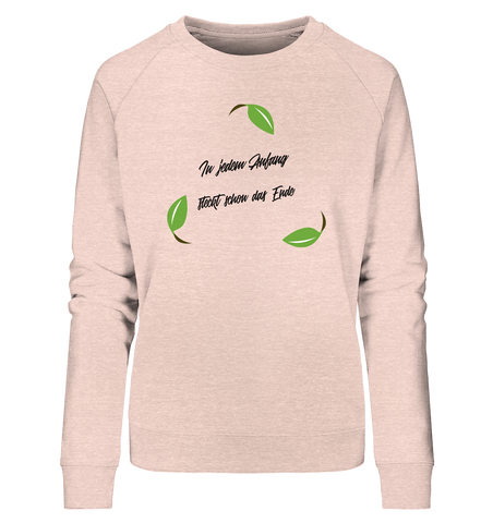 Bio-Sweatshirt für Damen | vegan fair nachhaltig Pulli | Recyceln (Creme-Pink meliert) | Phaedera UG