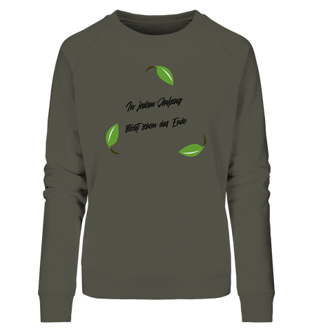Bio-Sweatshirt für Damen | vegan fair nachhaltig Pulli | Recyceln (Khaki) | Phaedera UG