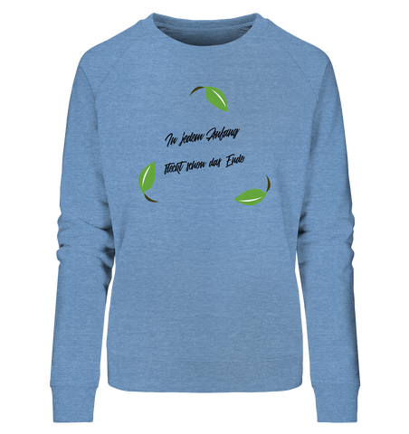 Bio-Sweatshirt für Damen | vegan fair nachhaltig Pulli | Recyceln (Mittelblau meliert) | Phaedera UG