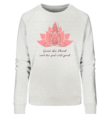 Bio-Sweatshirt | nachhaltig fairer Baumwoll Pullover | Meditation (Creme-Grau meliert) | Phaedera UG