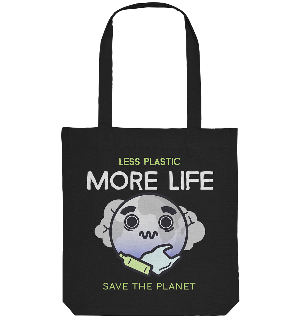 Faire Einkaufstasche | nachhaltiger Bio Jutebeutel | Plastikwelt (Schwarz) | Phaedera UG