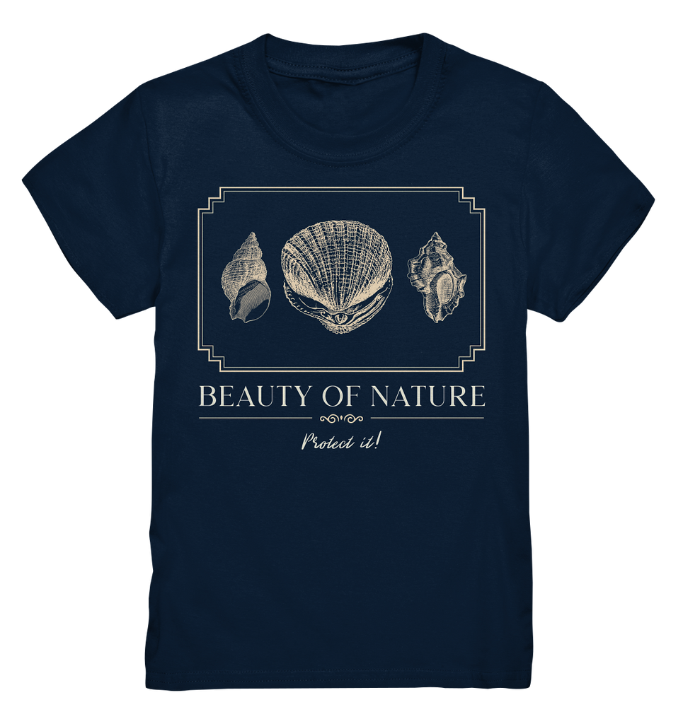 Bio-Baumwoll T-Shirt Muscheln ☀ fair vegan nachhaltig | Strand (Navyblau) | Phaedera UG