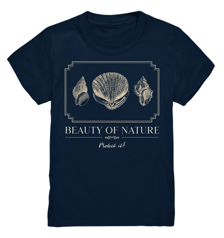 Bio-Baumwoll T-Shirt Muscheln ☀ fair vegan nachhaltig | Strand (Navyblau) | Phaedera UG