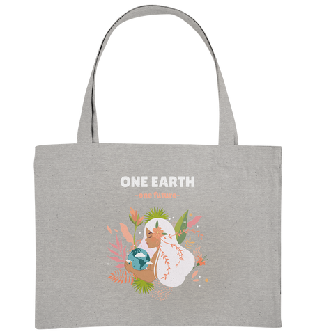 Nachhaltige Einkaufstasche | fairer Bio-Jutebeutel | One Earth (Grau meliert) | Phaedera UG