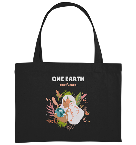 Nachhaltige Einkaufstasche | fairer Bio-Jutebeutel | One Earth (Schwarz) | Phaedera UG