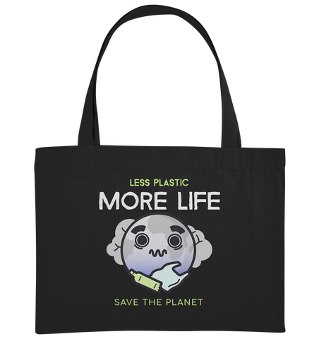 Nachhaltige Einkaufstasche | fairer Bio-Jutebeutel | Plastikwelt (Schwarz) | Phaedera UG