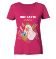 Nachhaltiges Bio T-Shirt | fairer V-Ausschnitt Damen | One Earth (Himbeere) | Phaedera UG