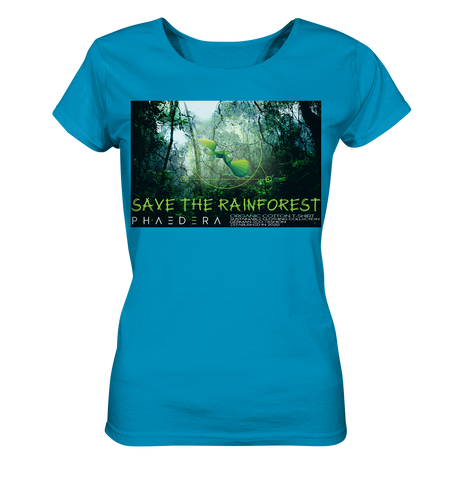 Nachhaltiges T-Shirt Damen | 100% Bio-Baumwolle | Rainforest (Azur) | Phaedera UG