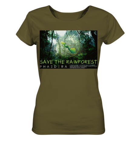 Nachhaltiges T-Shirt Damen | 100% Bio-Baumwolle | Rainforest (Britisch-Khaki) | Phaedera UG
