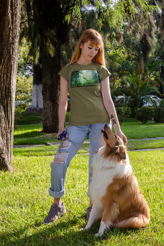 Sustainable t-shirt for women vegan organic cotton and fair production - Save the Rainforest | Phaedera